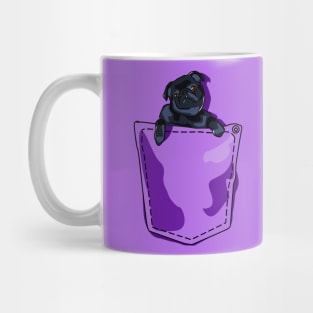 Pug in my Pocket - Black Pug in Shirt Pocket Design Mug